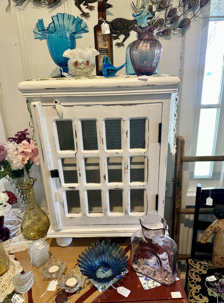 Shabby Chic Refinished Vintage Table Top Curio Cabinet